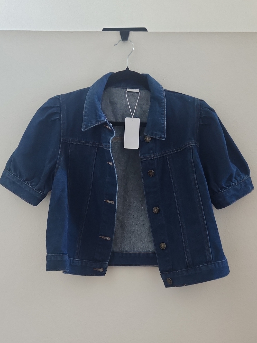 Lascana Puff Sleeve Denim Jacket Dark Washed